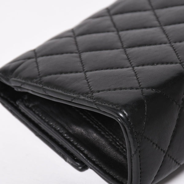 極美品 CHROME HEARTS クロムハーツ ディナーバッグ クラッチバッグ ラージダガー マトラッセ ラムスキン ブラック 中古 4a004093