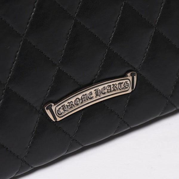 極美品 CHROME HEARTS クロムハーツ ディナーバッグ クラッチバッグ ラージダガー マトラッセ ラムスキン ブラック 中古 4a004093