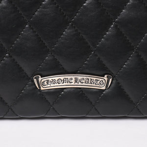 極美品 CHROME HEARTS クロムハーツ ディナーバッグ クラッチバッグ ラージダガー マトラッセ ラムスキン ブラック 中古 4a004093