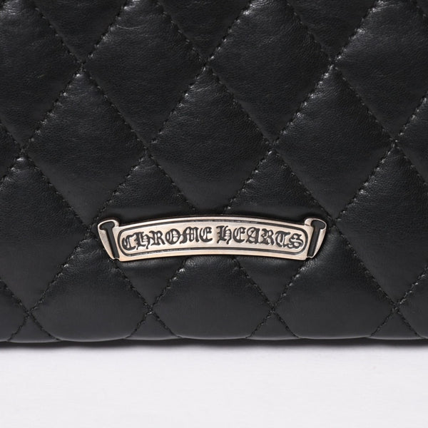 極美品 CHROME HEARTS クロムハーツ ディナーバッグ クラッチバッグ ラージダガー マトラッセ ラムスキン ブラック 中古 4a004093
