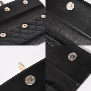 極美品 CHROME HEARTS クロムハーツ ディナーバッグ クラッチバッグ ラージダガー マトラッセ ラムスキン ブラック 中古 4a004093