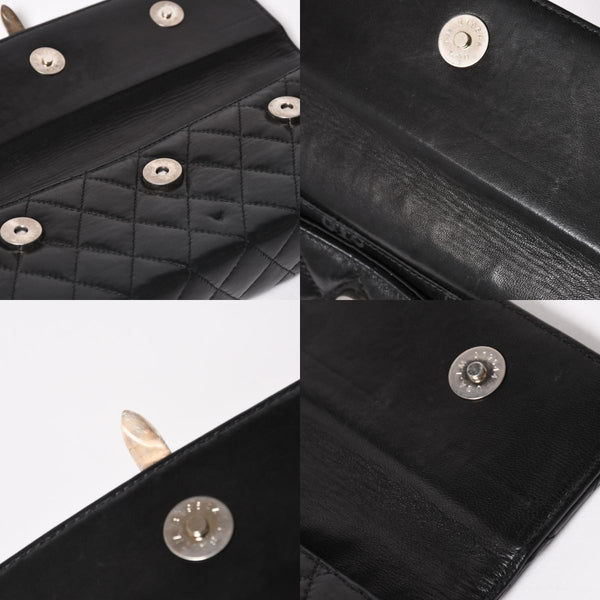 極美品 CHROME HEARTS クロムハーツ ディナーバッグ クラッチバッグ ラージダガー マトラッセ ラムスキン ブラック 中古 4a004093
