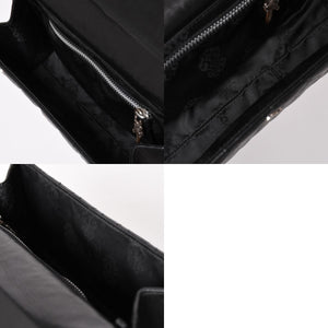 極美品 CHROME HEARTS クロムハーツ ディナーバッグ クラッチバッグ ラージダガー マトラッセ ラムスキン ブラック 中古 4a004093