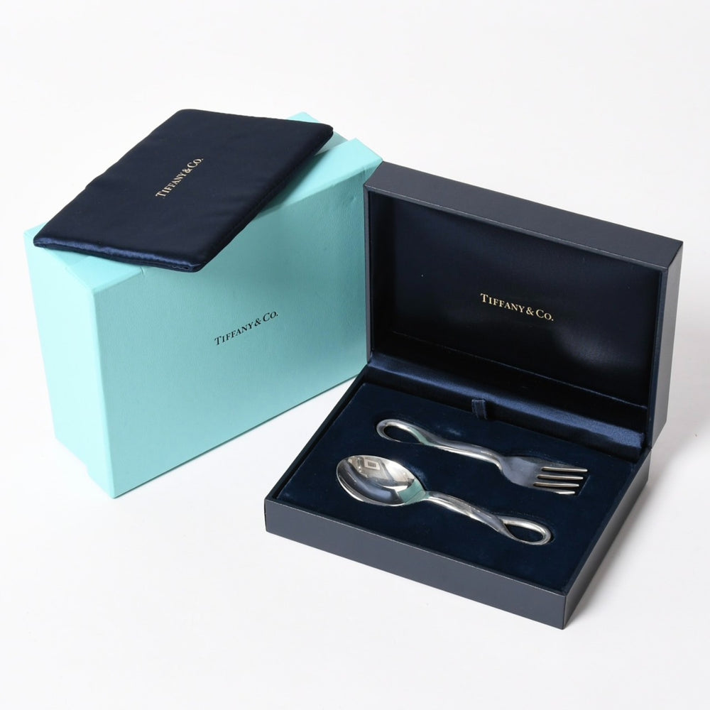 TIFFANY & Co. Tiffany spoon fork 2 piece set silver sterling silver mint condition used 4a003631
