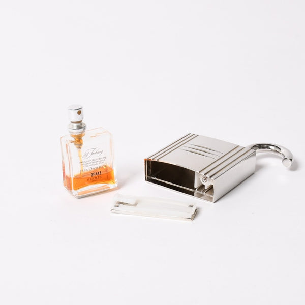 極美品 HERMES エルメス カデナモチーフ パフェボトル シルバー 香水 香水ボトル オブジェ シルバーカラー 中古 4a003671