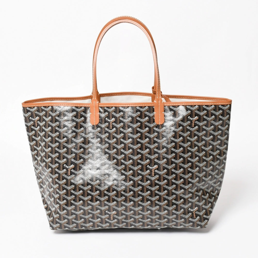 新品未使用 GOYARD ゴヤール サンルイPM バッグ トートバッグ STLCROPMLTY01CL03P ブラウン PVC レザー 中古 4a002824