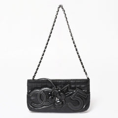CHANEL シャネル チョコバー カメリア NO.5 ココマーク チェーンショルダーバッグ 10番台 レザー ブラック シルバー金具 美品 中古 4a004249