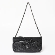 画像をギャラリービューアに読み込む, CHANEL シャネル チョコバー カメリア NO.5 ココマーク チェーンショルダーバッグ 10番台 レザー ブラック シルバー金具 美品 中古 4a004249