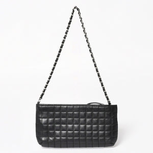CHANEL シャネル チョコバー カメリア NO.5 ココマーク チェーンショルダーバッグ 10番台 レザー ブラック シルバー金具 美品 中古 4a004249