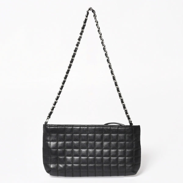 CHANEL シャネル チョコバー カメリア NO.5 ココマーク チェーンショルダーバッグ 10番台 レザー ブラック シルバー金具 美品 中古 4a004249