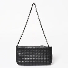 画像をギャラリービューアに読み込む, CHANEL シャネル チョコバー カメリア NO.5 ココマーク チェーンショルダーバッグ 10番台 レザー ブラック シルバー金具 美品 中古 4a004249