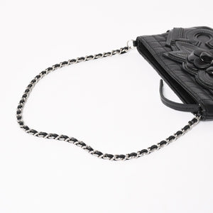 CHANEL シャネル チョコバー カメリア NO.5 ココマーク チェーンショルダーバッグ 10番台 レザー ブラック シルバー金具 美品 中古 4a004249