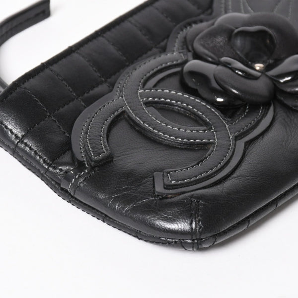 CHANEL シャネル チョコバー カメリア NO.5 ココマーク チェーンショルダーバッグ 10番台 レザー ブラック シルバー金具 美品 中古 4a004249