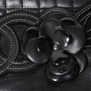 CHANEL シャネル チョコバー カメリア NO.5 ココマーク チェーンショルダーバッグ 10番台 レザー ブラック シルバー金具 美品 中古 4a004249