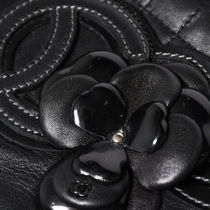 CHANEL シャネル チョコバー カメリア NO.5 ココマーク チェーンショルダーバッグ 10番台 レザー ブラック シルバー金具 美品 中古 4a004249