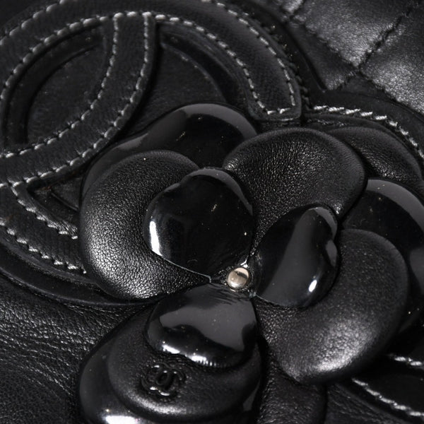 CHANEL シャネル チョコバー カメリア NO.5 ココマーク チェーンショルダーバッグ 10番台 レザー ブラック シルバー金具 美品 中古 4a004249
