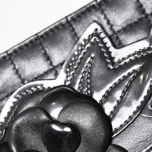 CHANEL シャネル チョコバー カメリア NO.5 ココマーク チェーンショルダーバッグ 10番台 レザー ブラック シルバー金具 美品 中古 4a004249