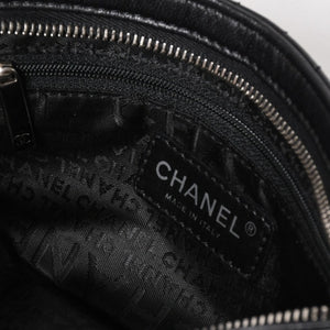CHANEL シャネル チョコバー カメリア NO.5 ココマーク チェーンショルダーバッグ 10番台 レザー ブラック シルバー金具 美品 中古 4a004249