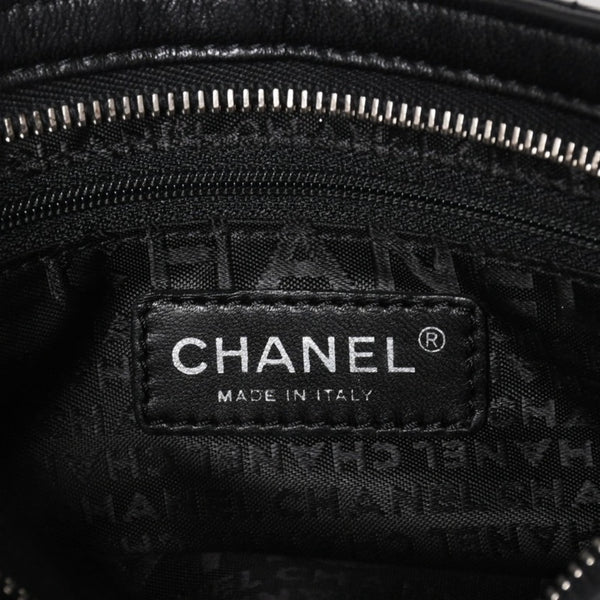 CHANEL シャネル チョコバー カメリア NO.5 ココマーク チェーンショルダーバッグ 10番台 レザー ブラック シルバー金具 美品 中古 4a004249