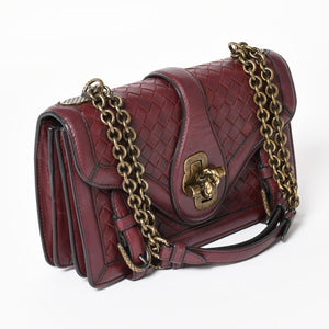 BOTTEGA VENETA Intrecciato Olimpianot Chain Shoulder Red Calf Wine Red Good Condition Used 4a003896