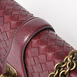 BOTTEGA VENETA Intrecciato Olimpianot Chain Shoulder Red Calf Wine Red Good Condition Used 4a003896