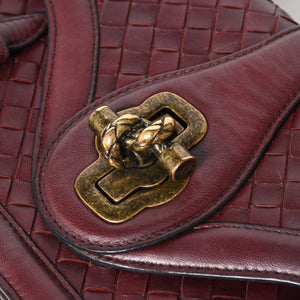 BOTTEGA VENETA Intrecciato Olimpianot Chain Shoulder Red Calf Wine Red Good Condition Used 4a003896