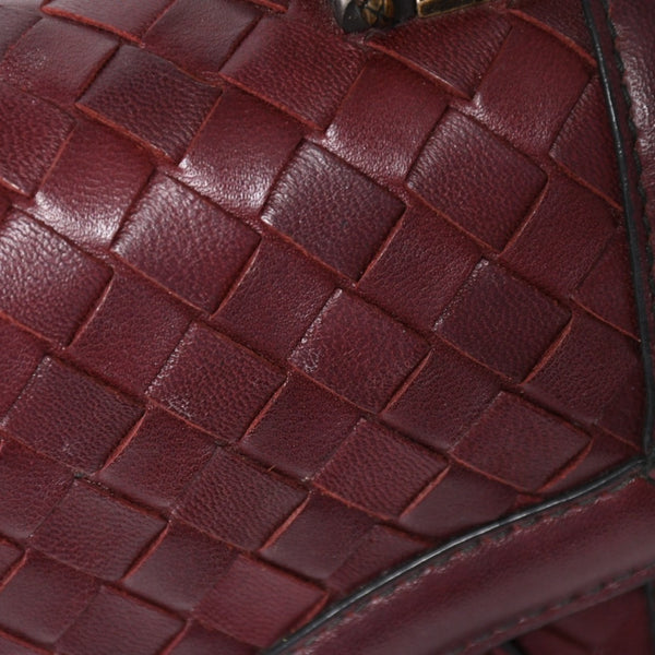 BOTTEGA VENETA Intrecciato Olimpianot Chain Shoulder Red Calf Wine Red Good Condition Used 4a003896