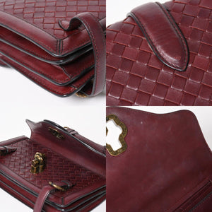 BOTTEGA VENETA Intrecciato Olimpianot Chain Shoulder Red Calf Wine Red Good Condition Used 4a003896