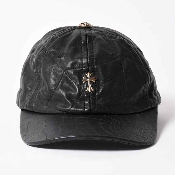 New and unused CHROME HEARTS CH Cross Spider Web Leather Cap Hat Sheepskin Leather Silver 925 Black Used 4a004021