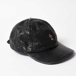 New and unused CHROME HEARTS CH Cross Spider Web Leather Cap Hat Sheepskin Leather Silver 925 Black Used 4a004021