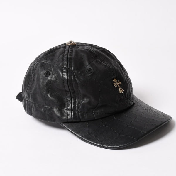 New and unused CHROME HEARTS CH Cross Spider Web Leather Cap Hat Sheepskin Leather Silver 925 Black Used 4a004021