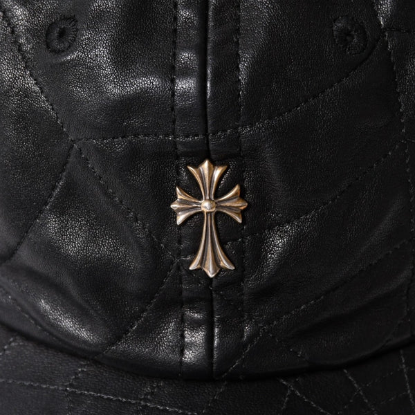 New and unused CHROME HEARTS CH Cross Spider Web Leather Cap Hat Sheepskin Leather Silver 925 Black Used 4a004021
