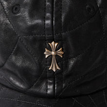 画像をギャラリービューアに読み込む, 新品未使用 CHROME HEARTS クロムハーツ CHクロス スパイダーウェブ レザーキャップ 帽子 シープスキン レザー シルバー925 ブラック 中古 4a004021