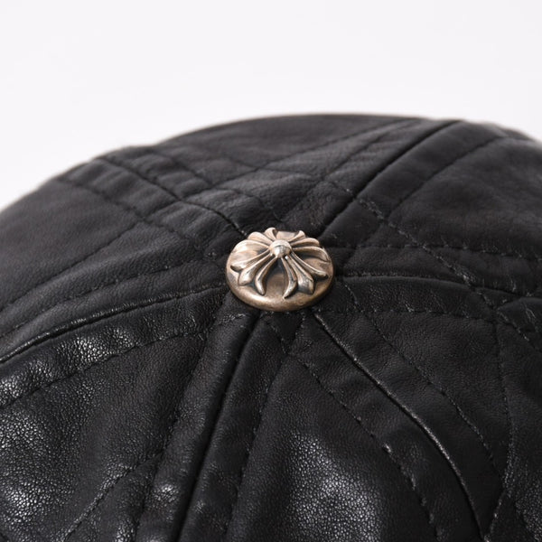 New and unused CHROME HEARTS CH Cross Spider Web Leather Cap Hat Sheepskin Leather Silver 925 Black Used 4a004021