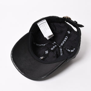 New and unused CHROME HEARTS CH Cross Spider Web Leather Cap Hat Sheepskin Leather Silver 925 Black Used 4a004021
