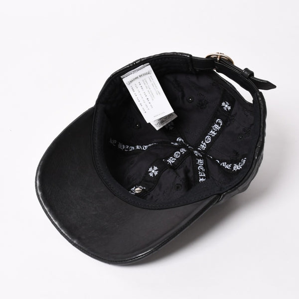 New and unused CHROME HEARTS CH Cross Spider Web Leather Cap Hat Sheepskin Leather Silver 925 Black Used 4a004021
