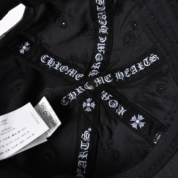 New and unused CHROME HEARTS CH Cross Spider Web Leather Cap Hat Sheepskin Leather Silver 925 Black Used 4a004021