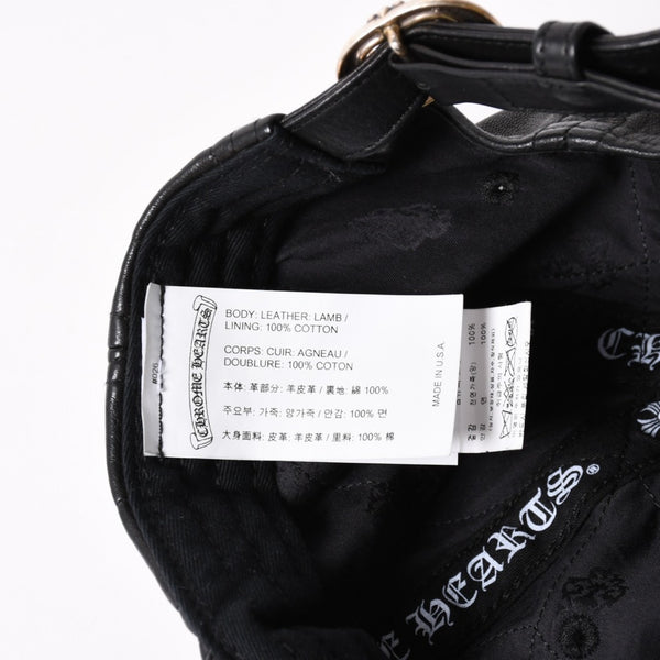 New and unused CHROME HEARTS CH Cross Spider Web Leather Cap Hat Sheepskin Leather Silver 925 Black Used 4a004021