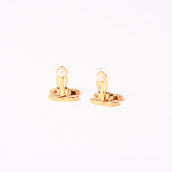 極美品 CHANEL シャネル ココマーク イヤリング 重量約5.89g 05A刻印 ゴールド ブラウン メタル GP 両耳用 中古 4a003129
