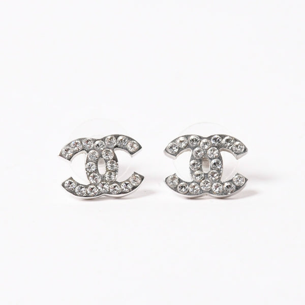 CHANEL シャネル ココマーク ピアス アクセサリー 重量約3.74g 06V刻印 メタル ラインストーン シルバー 両耳用 美品 中古 4a003136
