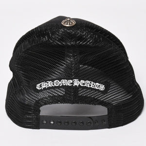 極美品 CHROME HEARTS クロムハーツ ベースボールキャップ CHクロス 刺繍 トラッカーキャップ 帽子 ブラック 4a004103
