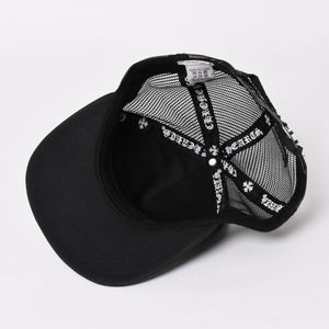 極美品 CHROME HEARTS クロムハーツ ベースボールキャップ CHクロス 刺繍 トラッカーキャップ 帽子 ブラック 4a004103