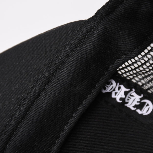 極美品 CHROME HEARTS クロムハーツ ベースボールキャップ CHクロス 刺繍 トラッカーキャップ 帽子 ブラック 4a004103