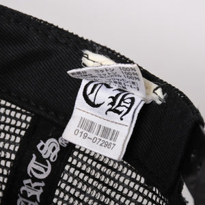 極美品 CHROME HEARTS クロムハーツ ベースボールキャップ CHクロス 刺繍 トラッカーキャップ 帽子 ブラック 4a004103