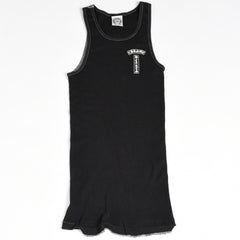 CHROME HEARTS クロムハーツ リブタンクトップ ノースリーブ ブラック Mサイズ CHクロス スクロールラベル Tバー 美品 中古 4a004106