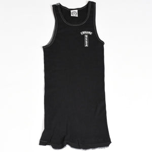 CHROME HEARTS クロムハーツ リブタンクトップ ノースリーブ ブラック Mサイズ CHクロス スクロールラベル Tバー 美品 中古 4a004106