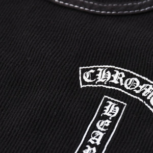 CHROME HEARTS クロムハーツ リブタンクトップ ノースリーブ ブラック Mサイズ CHクロス スクロールラベル Tバー 美品 中古 4a004106