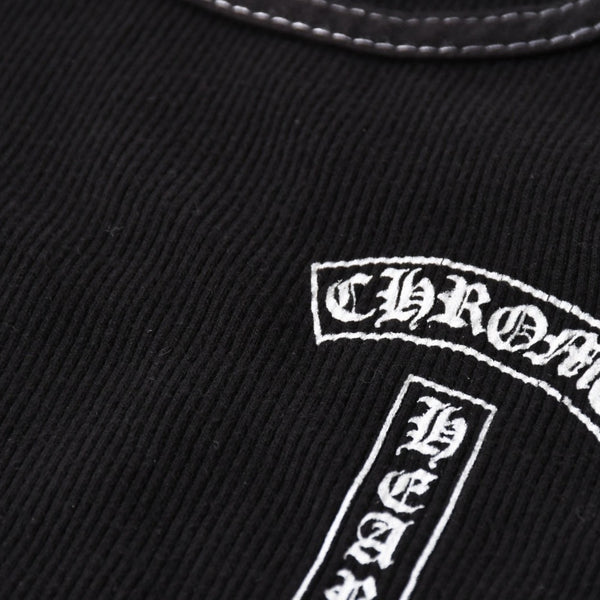 CHROME HEARTS クロムハーツ リブタンクトップ ノースリーブ ブラック Mサイズ CHクロス スクロールラベル Tバー 美品 中古 4a004106