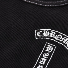 画像をギャラリービューアに読み込む, CHROME HEARTS クロムハーツ リブタンクトップ ノースリーブ ブラック Mサイズ CHクロス スクロールラベル Tバー 美品 中古 4a004106