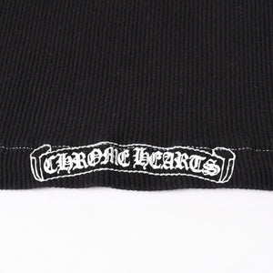 CHROME HEARTS クロムハーツ リブタンクトップ ノースリーブ ブラック Mサイズ CHクロス スクロールラベル Tバー 美品 中古 4a004106